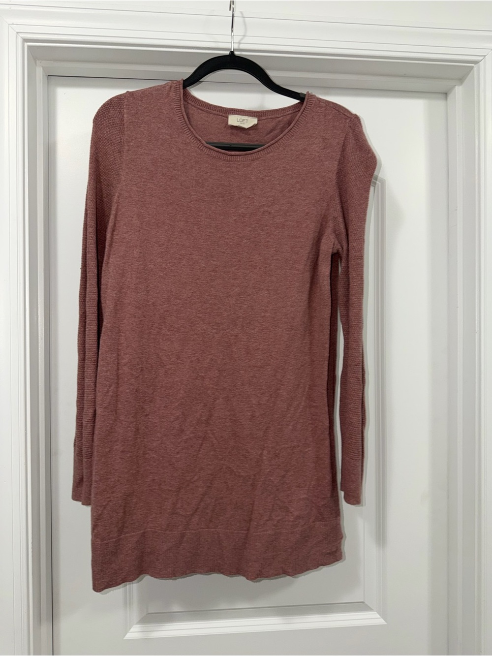 LOFT Dusty Rose Long Sleeve Crewneck Tunic